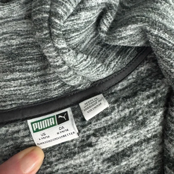 Puma Black and Gray Full Zip Hooded Jacket - Youth Size 14/16 - Picture 2 of 2